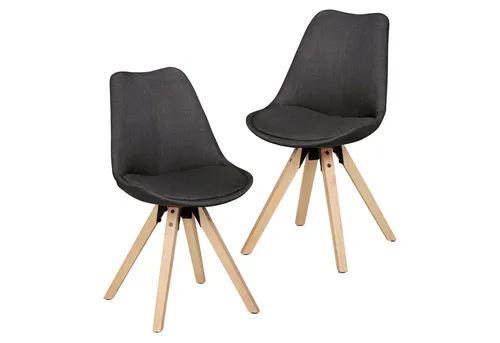 FINEBUY Esszimmerstuhl SuVa5059_1 - 2er Set in Anthrazit - Skandinavischer Stil trifft auf Komfort: Gepolsterte Küchenstühle mit 47 cm Sitzhöhe für jede Körpergröße, ideal für gemütliche Stunden im Esszimmer oder der Küche.