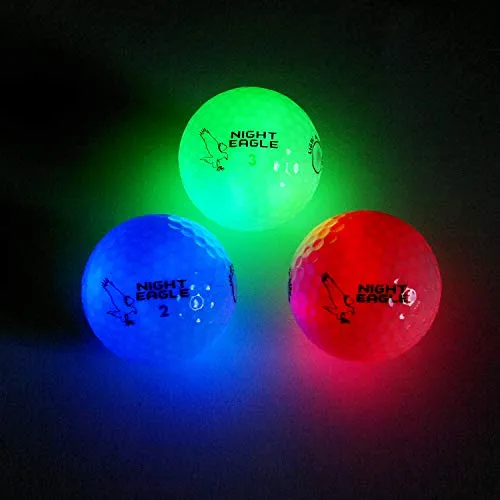 Night Eagle 3 LED Golfbälle Bunt Light-Up - Nachtgolf Crossgolf leuchten Rot Blau Grün Fun Sport Lustig Golf Geschenk