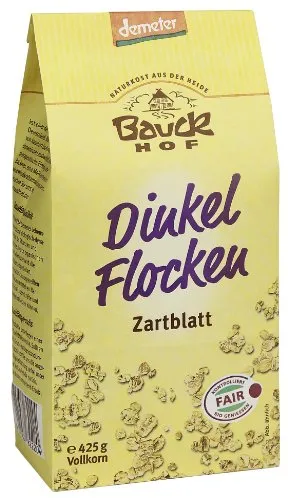 Bauckhof Dinkelflocken, Zartblatt, 12er Pack (12 x 425 g Packung) - Bio