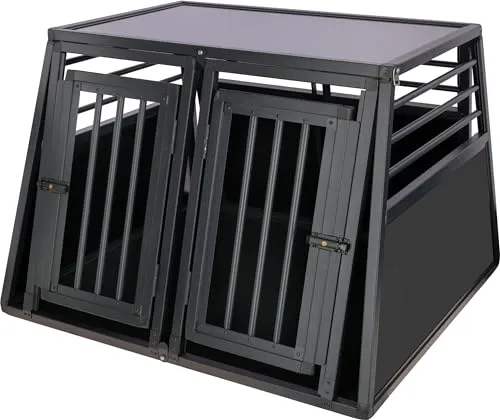 Transportbox Vacation, Aluminium 92x97x68cm, Graphit - Hundebox für sicheres Reisen: Stabil, gut belüftet und mit rutschfestem Antirutsch-Thermoteppich für optimalen Komfort im Kofferraum.