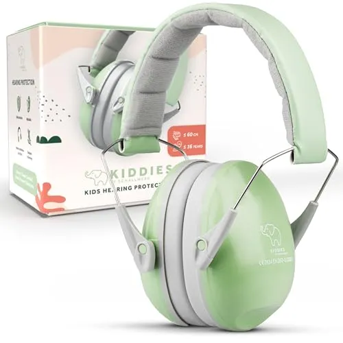 Schallwerk Kapselgehörschutz Kiddies, faltbar, grün - Gehörschutz für Kinder mit 27 dB SNR, ideal für Konzerte und Heimwerken. Faltbar und bequem, perfekt für junge Ohren zwischen 52-60 cm Kopfumfang.
