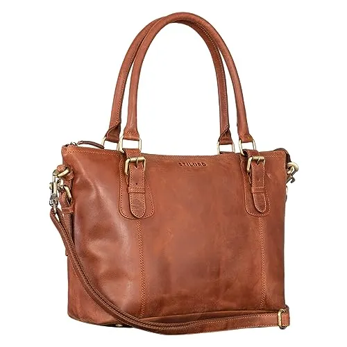STILORD Vanessa Handtasche Damen Mittelgroß Leder Umhängetasche groß Lederhandtasche Damen Echtleder Schultertasche Frauen Shopper Farbe:Andorra - braun