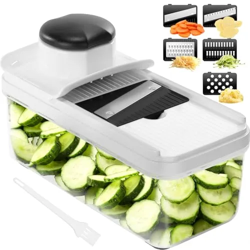 in 1 Mandoline Gemüsehobel Gemüsereibe - Gurkenhobel Dünne Scheiben - Reibe für Gemüse - Hobel Gemüse - Mehrzweck Gemüseschneider - Küchen Gadgets 5