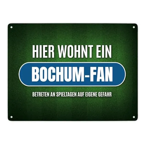 Hier wohnt ein Bochum-Fan Metallschild XXL mit Rasen Motiv