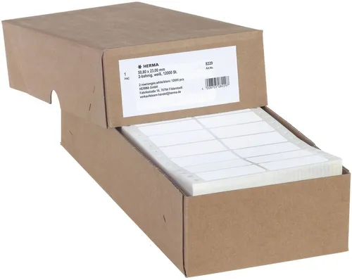 HERMA Computerlabels 50.8 x 23 mm - 12000 Etiketten - Hochwertige selbstklebende Computeretiketten aus mattiertem Papier, ideal für präzise Beschriftungen. Perfekt für Büros und Organisation, 12000 Etiketten auf 2 Bögen.