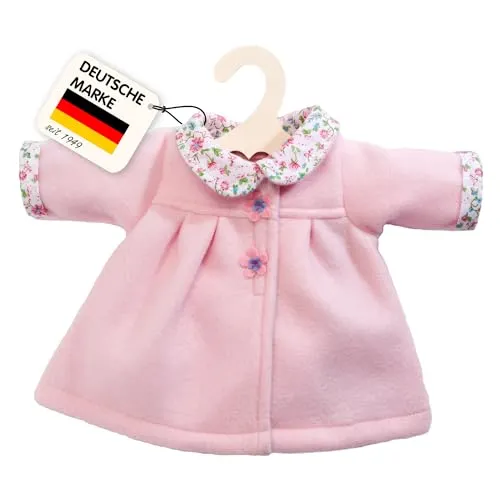 Heless 2277 - Mantel für Puppen mit blumigem Rundkragen, rosa, Größe 35 - 45 cm