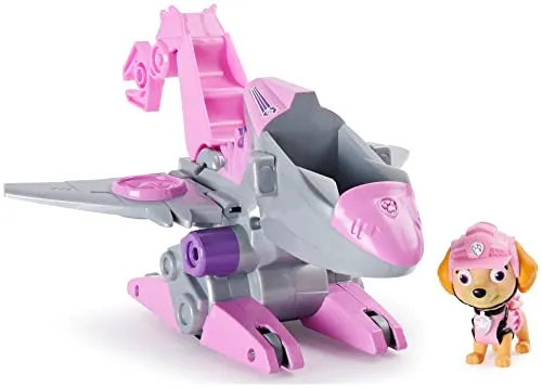 PAW PATROL Dino Rescue Skyes Basis Fahrzeug - inklusive Hundefigur und Überraschungs-Dino, Rückzieh-Mechanismus für spannende Abenteuer ab 3 Jahren