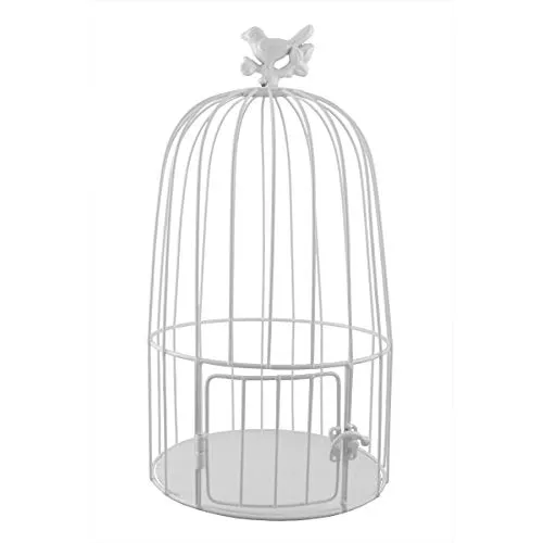 PrimoLiving Vogelkäfig aus Metall mit Vogel weiß P-371