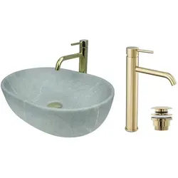 Gtm Design Aufsatzwaschbecken 48 cm Matt Set mit Waschtischbatterie