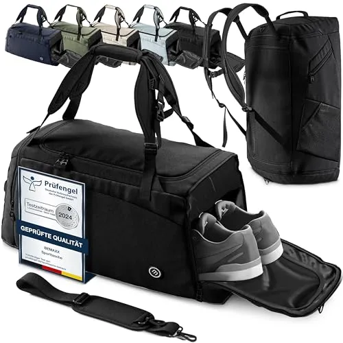Sporttasche mit Rucksackfunktion – 40/60L, Schuhfach & Nassfach - Klassische Sporttaschen: Vielseitige Sport- und Reisetasche mit Rucksackfunktion, Schuh- und Nassfach, ideal für Fitness, Reisen und Wochenendausflüge.