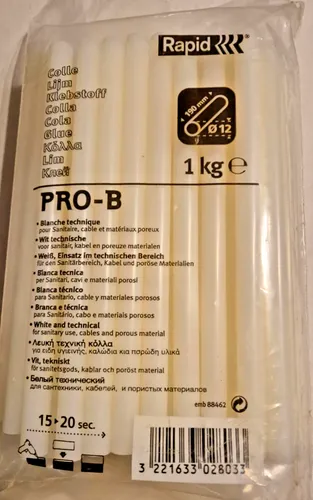 Heissklebesticks PRO-B 12/190 mm Rapid - 1000g, ca. 50 Stück - Klebstoffe, ideal für präzise und starke Verklebungen, perfekt für Bastel- und Reparaturarbeiten.