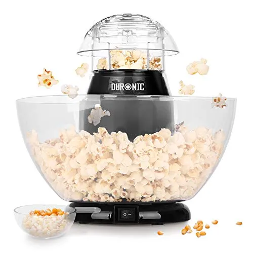 Duronic POP50 BK Popcornmaschine - Heißluft ohne Fett, 1200 Watt, für kalorienarmes Popcorn in weniger als 3 Minuten