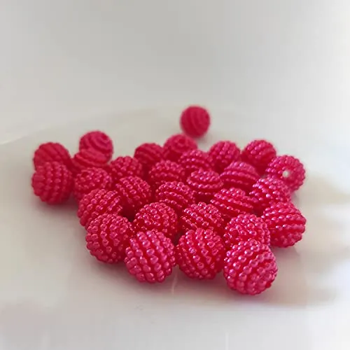 Kopper-24 Bubble-Perlen/Disco Kugeln, Glitzer, 10 mm, 30 Stück, mit Loch zum Schmuck basteln Strassstein Perle Strass auffädeln für Kinder Kristall Armband Acryl Set Bastelset Engel bunt - Rot