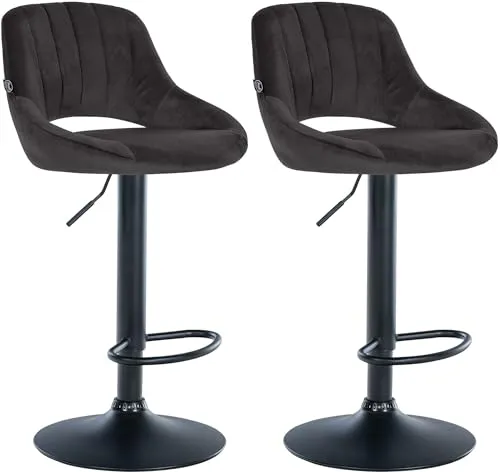 CLP 2er Set Barhocker Milet - Drehbar und mit Samt-Bezug - Barhocker mit eleganten Samt-Bezug, drehbar und höhenverstellbar für optimalen Komfort. Ideal für moderne Wohnräume und lange Sitzstunden.