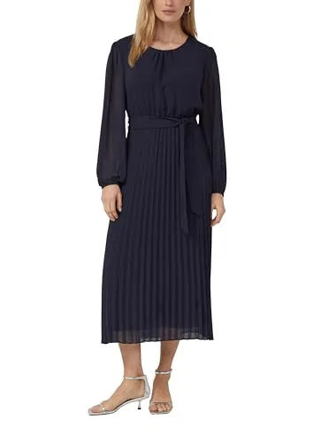 s.Oliver Midi-Chiffonkleid mit Plissee und Bindegürtel in blau von s.Oliver