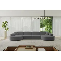Altdecor Wohnlandschaft, Grau, 6-Sitzer U-Form - Stilvolles 6-Sitzer Ecksofa in Grau, bietet hohen Sitz- und Liegekomfort, ideal für entspannte Stunden im Wohnzimmer. Hochwertige Polsterung und langlebige Materialien sorgen für langfristige Nutzung.