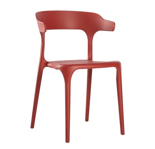 Lüllmann Besucherstuhl Stapelbarer Designstuhl mit Armlehnen, Farbe rostrot (1, 1 St), Designerstuhl aus Kunststoff, robust, pflegeleicht