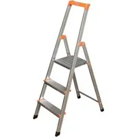 KRAUSE Stehleiter Solidy, 3 Stufen, Silber - Leiter für sicheres Arbeiten, mit 3 stabilen Stufen und hoher Belastbarkeit für maximale Sicherheit und Langlebigkeit.