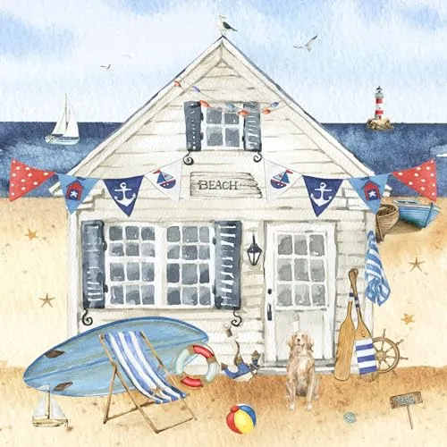 Servietten Strandhütte | Meer | See | Tiere | Urlaub | Sommer | Tischdeko | Decoupage | Serviettentechnik 33x33cm 20