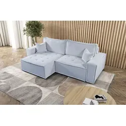 L-förmiges Bohoo-Ecksofa mit Schlaffunktion Hellgrau Links