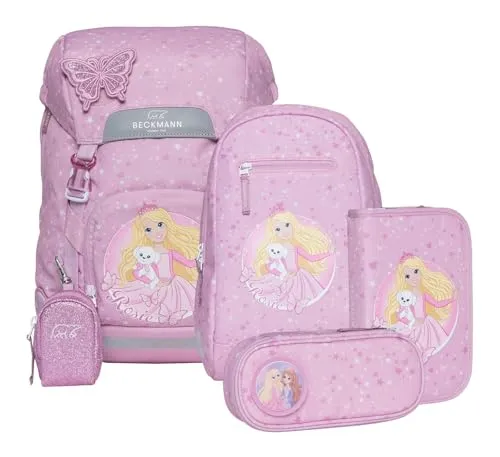 Beckmann Classic Rosie 6-Teilig #104208A - Schulranzen Set für Schulanfänger, mit wendbarer Außentasche für individuelles Design – ideal für kreative Kids!