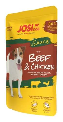JosiDog Mini Beef & Chicken in Sauce (24 x 100 g) | Premium Nassfutter für kleine Hunde