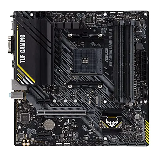 ASUS TUF Gaming A520M-PLUS II Micro-ATX Mainboard - Optimiert für Ryzen-Prozessoren, umfassende Kühlung und synchronisierbare Aura Sync RGB-Beleuchtung