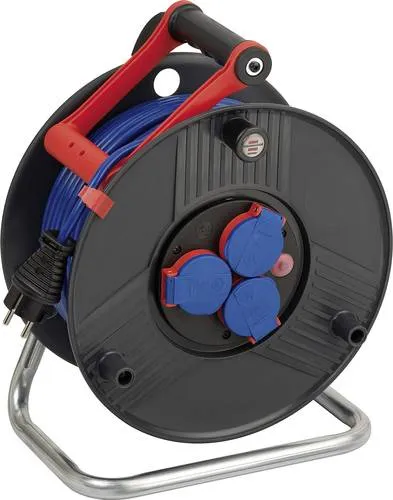 Brennenstuhl 1209830 Kabeltrommel 50m Blau - Kabeltrommel IP44 für den Außeneinsatz, mit innovativem Tragegriff 