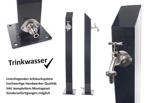 TRINKWASSER Wassersäule TSQS 1030 Anthrazit Wasserzapfsäule Wasserzapfstelle