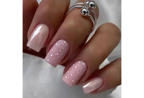 LuxusKollektion Kunstfingernägel 24 Glitter Silber Eckige Nägel Aufkleben Pink Kunstnägel - 24 Stück