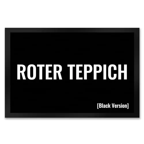 speecheese Fußmatte XXL Roter Teppich [Black Version] 50x75 cm - Lustige Fußmatte XXL in 50x75 cm mit rutschfester Unterseite. Ideal für besondere Anlässe und humorvolle Gastgeber. Schützt den Boden und sorgt für einen witzigen Empfang.
