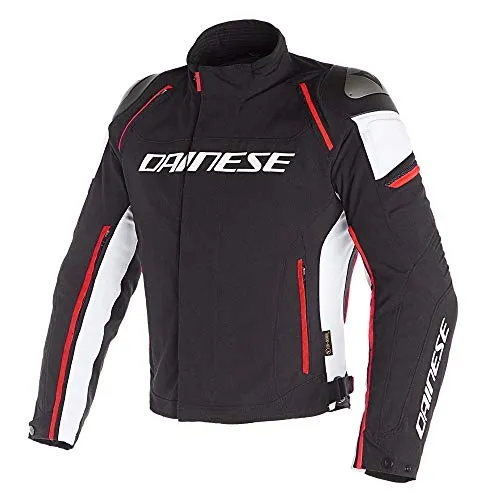Dainese Racing 3 D-Dry Motorrad Textiljacke (Black/White/Red,60)