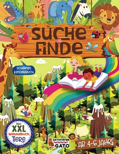 Wimmelbuch ab 4 jahre Tiere: Suche und finde buch Lustige Tiere im Herbst, Winter, Frühling, Sommer, Kinderbuch groß spielebuch 4, 5 und 6 Jahren ... großen Such- und Finde-Herausforderungen)