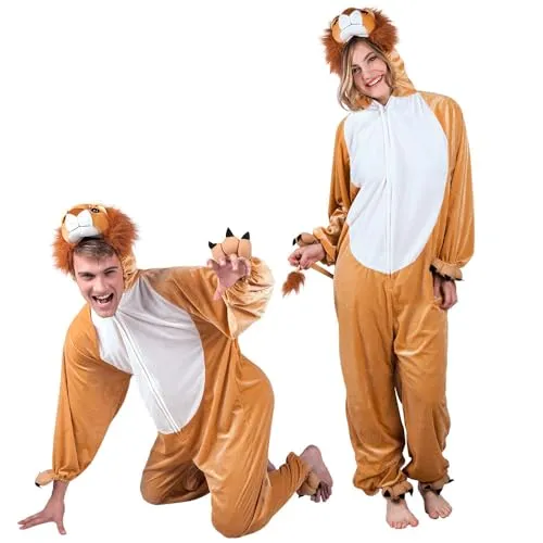 Boland Plüsch-Kostüm Löwe - König der Tiere für Erwachsene - Kostüm-Outfits für Erwachsene, bequemer Overall in M/L für Karneval und Mottopartys, ideal als Gruppenkostüm.