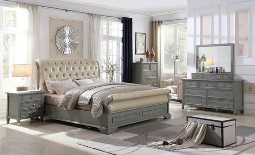 Xlmoebel Schlafzimmer-Set Elegantes Holz Schlafzimmermöbel mit Designer-Touch, (3-tlg., 3tlg. Schlafzimmer Set(Bett + 2x Nachttisch), Hergestellt in Europa