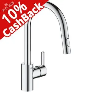 GROHE Feel Einhand-Spültischbatterie - Hochwertige Armatur mit 38,1 cm Höhe und ausziehbarem Auslauf, ideal für moderne Küchen. Genießen Sie den flexiblen Wechsel zwischen Laminar- und SpeedClean-Strahl.