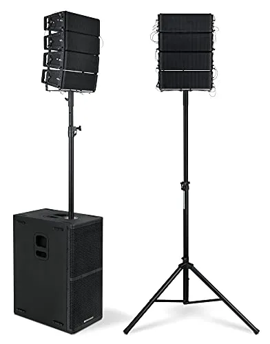 Pronomic V-Array Large Set - Aktives PA-System mit 1100 Watt für bis zu 200 Zuhörer - PA Komplettset, leistungsstark mit 1100 Watt RMS, ideal für Veranstaltungen bis 200 Personen. Inklusive Subwoofer und Topteilen für klaren Klang und einfache Verbindung dank enthaltenen Patch-Kabeln.