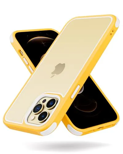 MobNano Ultra Hybrid Durchsichtig Hülle für iPhone 12 Pro Max Hülle Stoßfest Bumper Transparent Handyhülle Shockproof Fallschutz Silicone iPhone 12 Pro Max Case - Gelb/Weiß