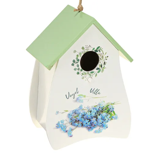 Vogelhaus Dekoration mit Blumenmotiven und nostalgischem Vintage-Charme