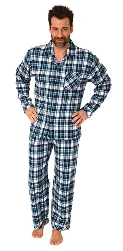 Normann Herren Flanell Schlafanzug Pyjama in Karo Optik - Übergröße Marine Größe 58 - Eleganter Flanell Pyjama mit zeitloser Karo Optik und praktischer Brusttasche. Der kuschelige Baumwollstoff sorgt für wohlige Wärme in der kalten Jahreszeit. Vertraute Markenqualität aus Deutschland, auch in Übergrößen erhältlich.