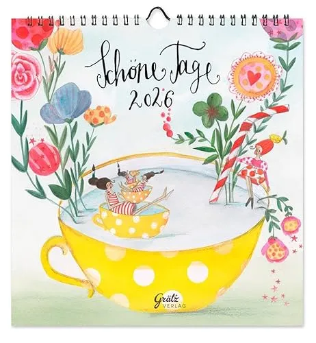 Schöne Tage Kalender Tasse 2026 - Digitale Kunst: Stilvolle Tasse mit einzigartigem Kalenderdesign für das Jahr 2026, perfekt für Kaffeeliebhaber und als Geschenk.