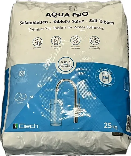 Ciech Regeneriersalz Tablettenform 25kg Sack - Wasserenthärtung mit hochwertigen Salztabletten, ideal für die effektive Entkalkung in Haushalt und Industrie.