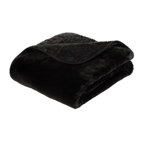 liebling Kuscheldecke Cashmere Feeling 130 x 170 cm, Schwarz, Premium Sofa Decke, Dicke warme Wohndecke, 500 gr. / m²