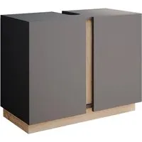 Vicco Waschbeckenunterschrank Gloria, Anthrazit/Sonoma, 70.4 x 55.5 cm - Moderne Waschbeckenunterschrank in Anthrazit/Sonoma mit 2 Scharniertüren, ideal für stilvolle Badezimmer. Robuste Spanplatte mit Melaminharzbeschichtung für Langlebigkeit.