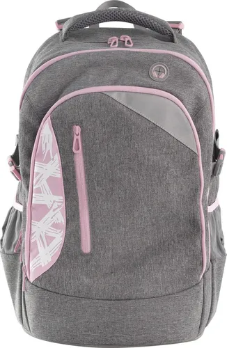 EBERHARD FABER Schulrucksack X-Style grau/pastellrosa - Stylischer Schulrucksack mit ergonomischem Design, leicht und ideal für den täglichen Schulgebrauch.