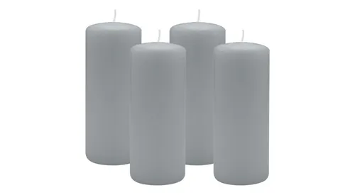 Kopschitz Kerzen Stumpenkerze 4er Set Stumpenkerzen/Adventskranzkerzen Silbergrau Ø 60 x 120 mm