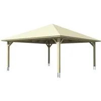 Skan Holz Carport Taunus 634 cm x 634 cm - Carport aus hochwertigem Leimholz, massive Konstruktion mit Zeltdach und stabilen Pfosten, idealer Schutz für Ihr Fahrzeug.