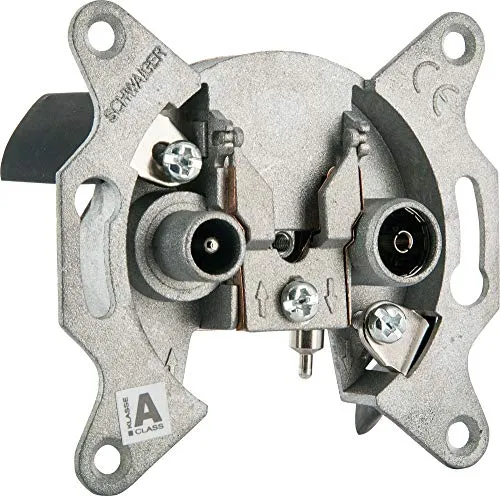 Schwaiger GmbH SCHWAIGER -DSG 531- Antennendose/Durchgangsdose (19 dB)/ IEC-Stecker, IEC-Buchse/Unterputz/Aluminium Druckguss/Silber DSG531