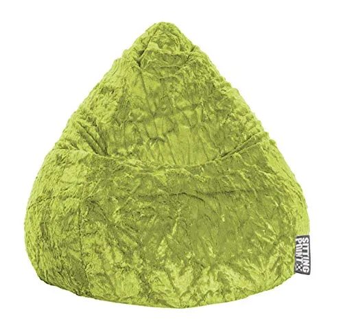 SITTING POINT Beanbag Fluffy L Sitzsack grün - Diverse M – Plüsch Sitzsack für entspannte Auszeiten, ideal zum Lesen oder Relaxen, mit nachfüllbarer Füllung für langanhaltenden Komfort.