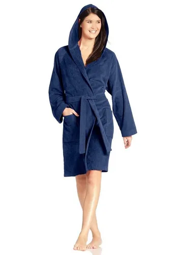 Vossen Unisex-Bademantel Texas - Bademantel in Kurzform aus 100% Baumwolle, ideal für Sauna & Spa, mit Kapuze und Gürtel, für Damen & Herren, maschinenwaschbar und trocknergeeignet.